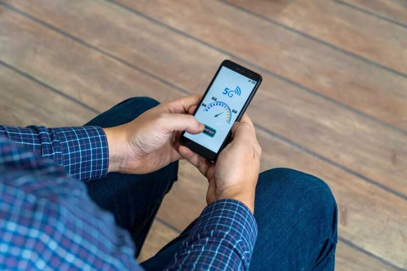 Test de débit 5G sur un téléphone 