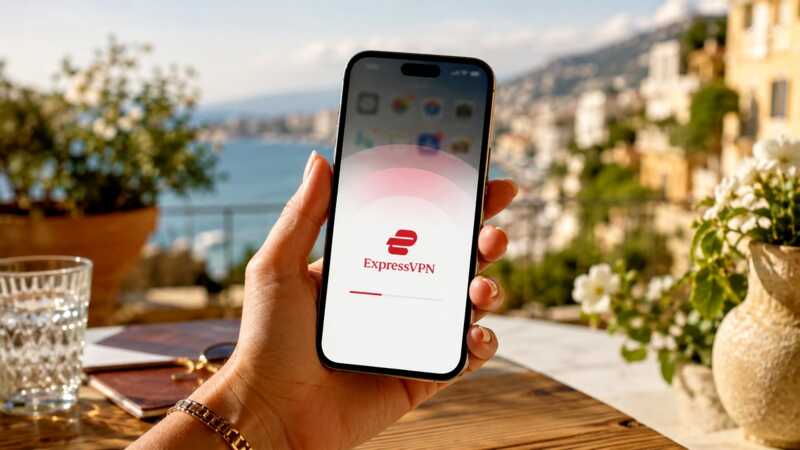 Une femme utilise ExpressVPN sans lancer l'application sur son iPhone