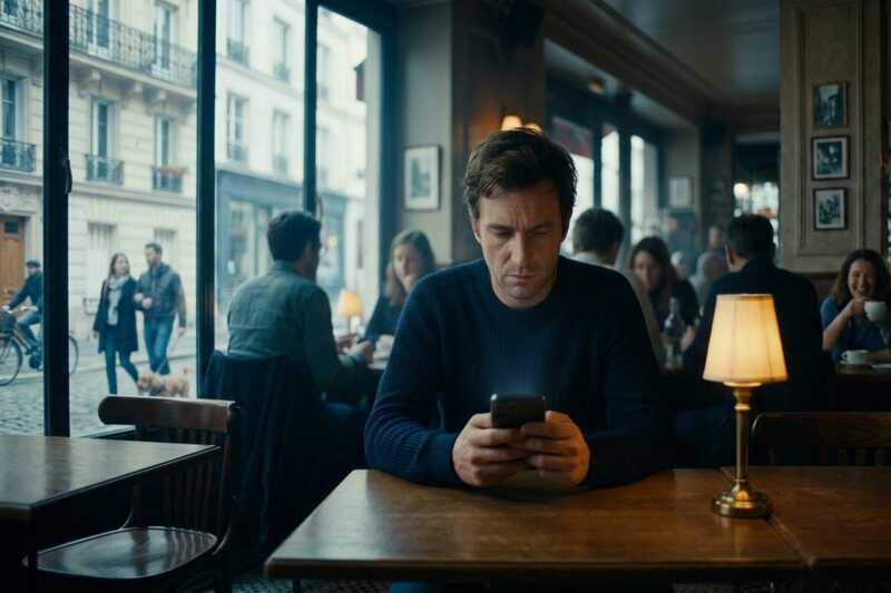 homme utilise wifi dans un café