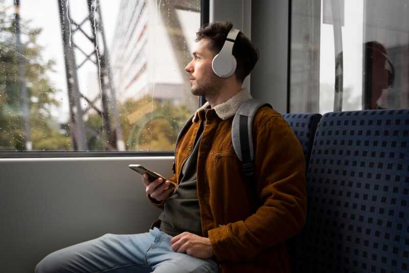 homme regarde la TV depuis son smartphone