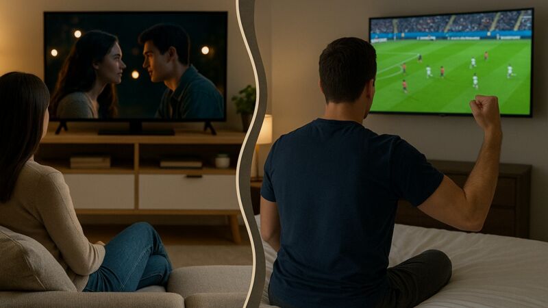 Deux personnes regardent la télévision dans deux logement différents