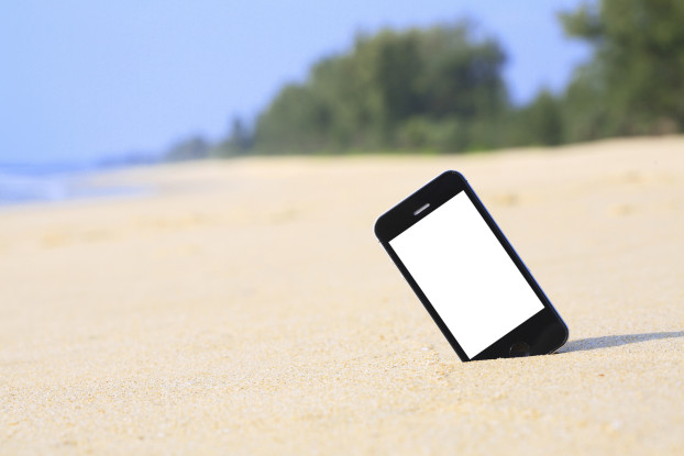 smartphone on beach.