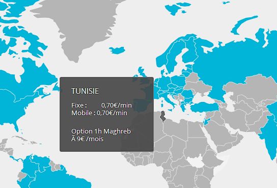Prix des appels vers la Tunisie chez Bouygues Telecom