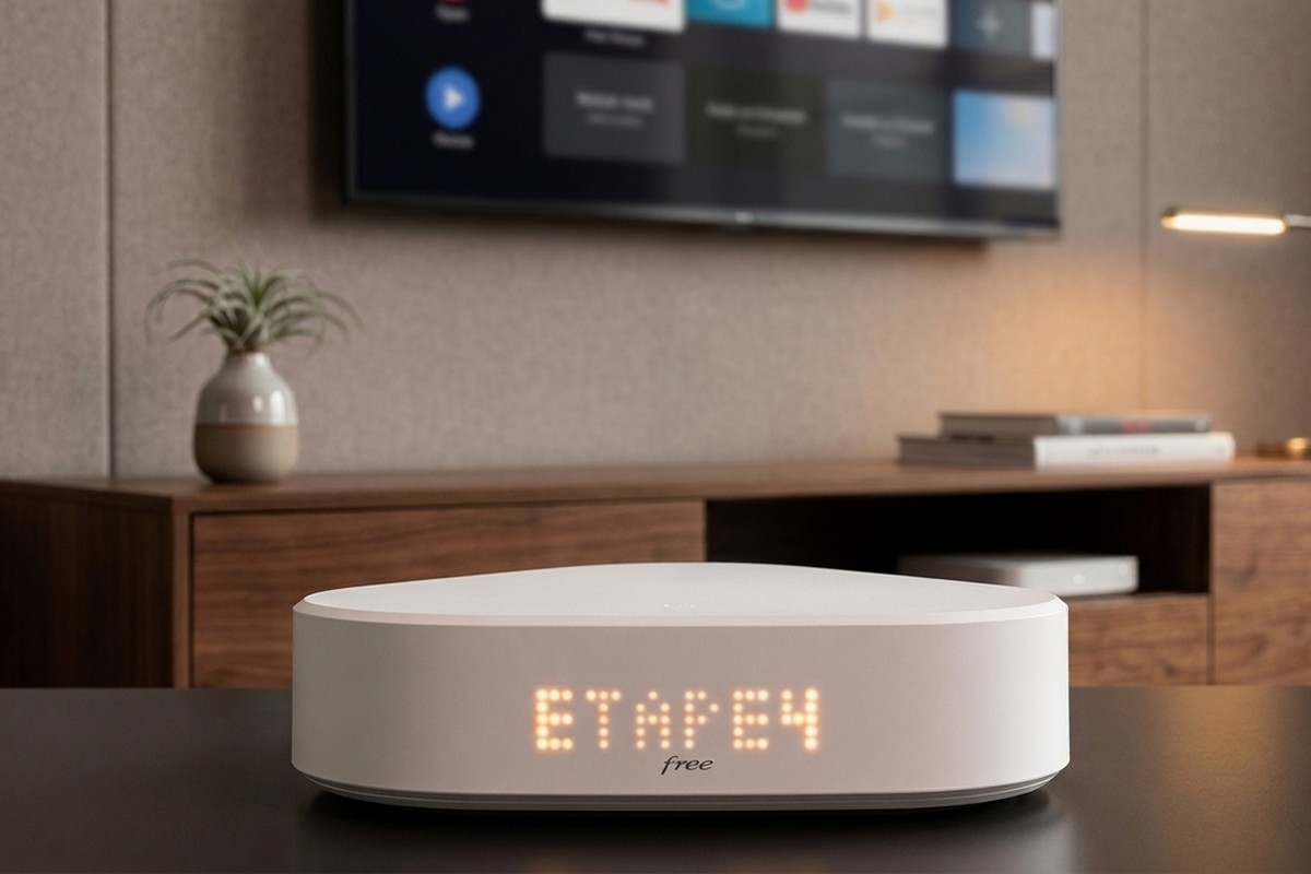Une Freebox est en étape 4 et rédemarre pour se synchroniser sur le réseau fibre de Free