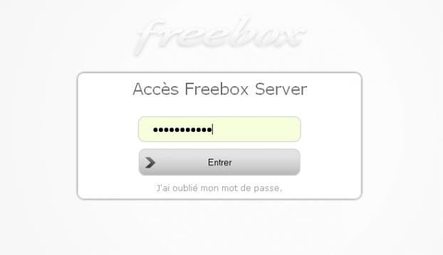 Accueil de l'interface Freebox Server