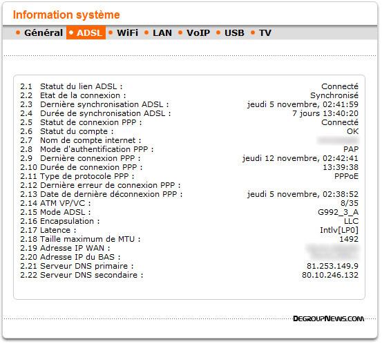 Information système : ADSL