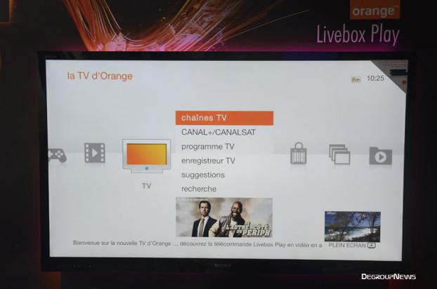 Accueil de l'interface TV Livebox Play
