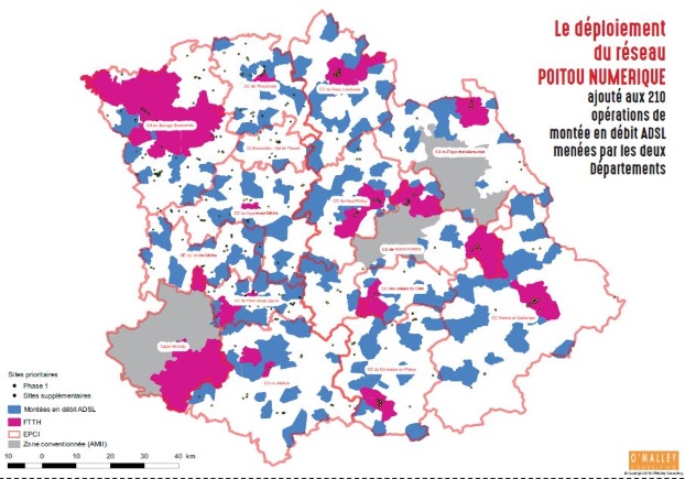 Poitou Numérique : fibre optique et ADSL Vienne et Deux-Sèvres
