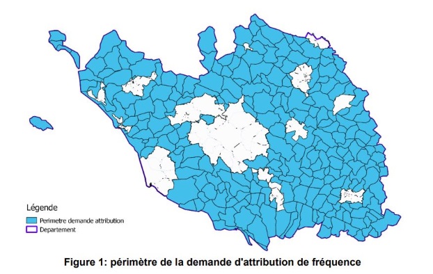 Vendée Numérique : périmètre des fréquences THD Radio